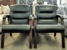 Pair of Black Faux Leather Arm Chairs
