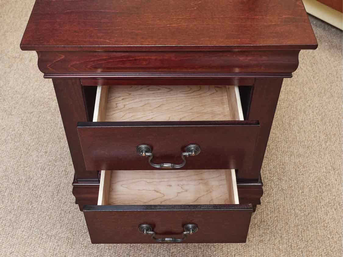 Dark Cherry Louis Phillip Style 2 Drawer Nightstand