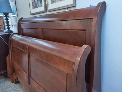 Maple Queen Sleigh Bed with Cherry Stain Finish