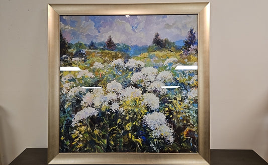 'Late Summer Field' Landscape in Champagne Frame