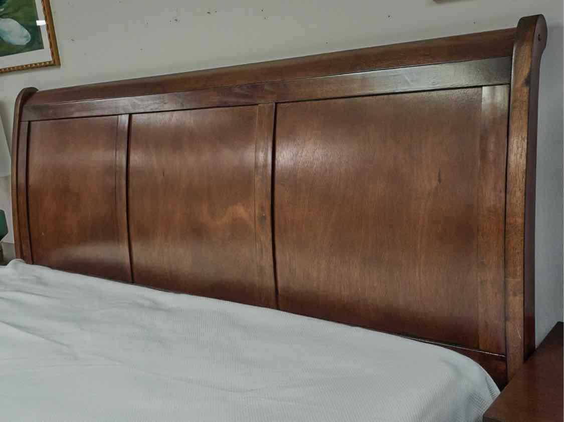 Dark Cherry King Sleigh Bed with 2 Drawers