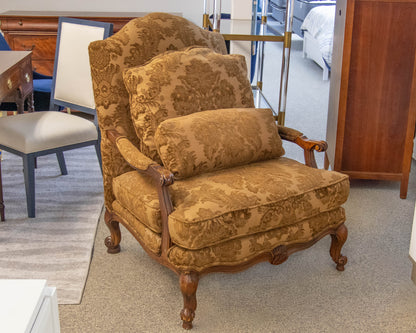 Thomasville Bergere Chair with Damask Tone on Tone Upholstery