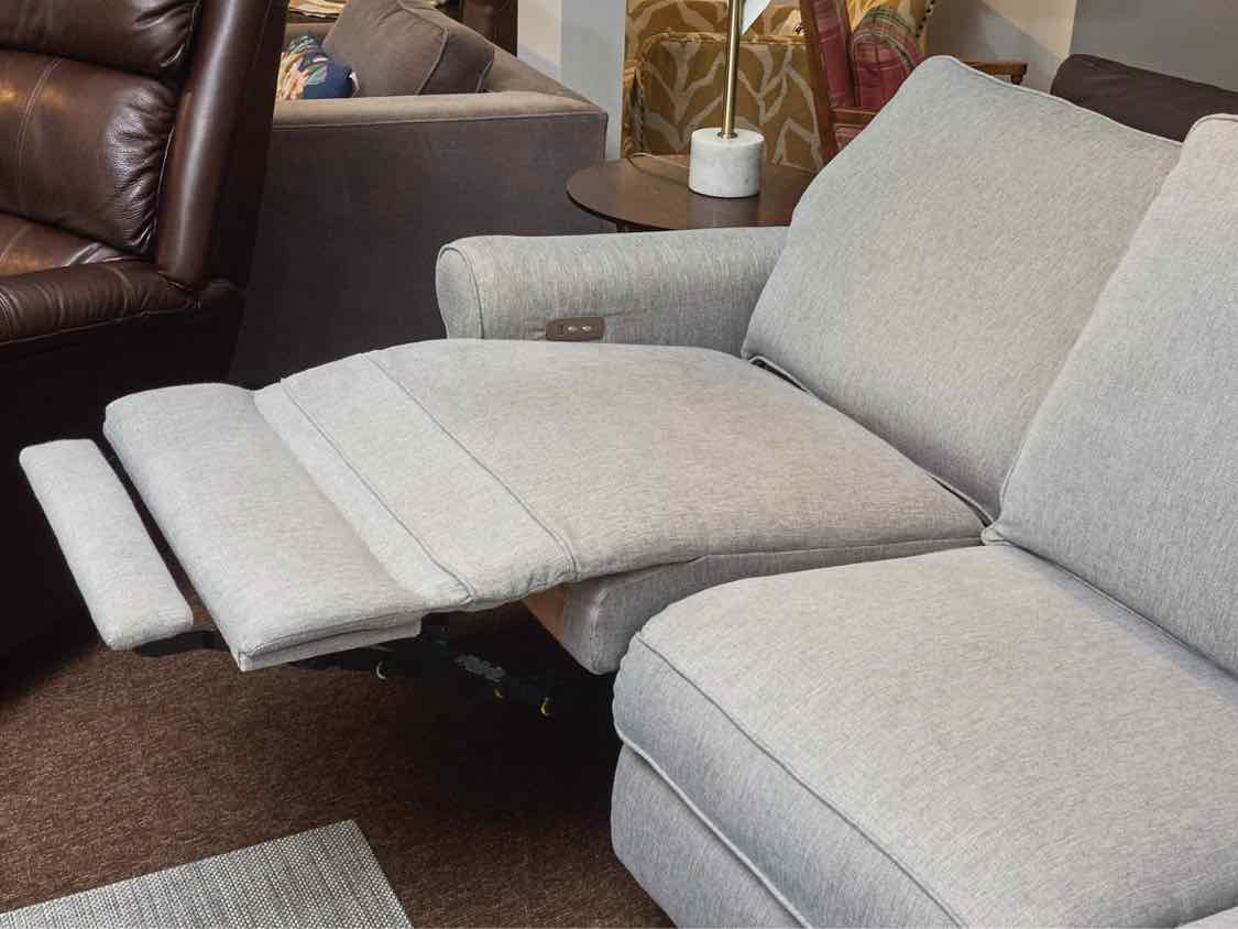 Zhejiang Home Silver Gray Upholstered 3 Cushion 2 Seat Power  Recliner Sofa
