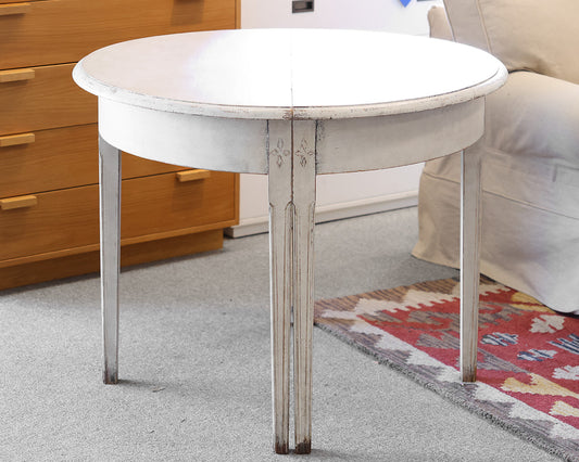 Swedish 2-Piece Round Accent Table in Rustic Bone Finish