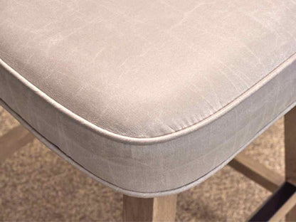 Set of 3 Custom Vegan Grey  Upholstered Counter Stools with Nickel Nailhead Trim