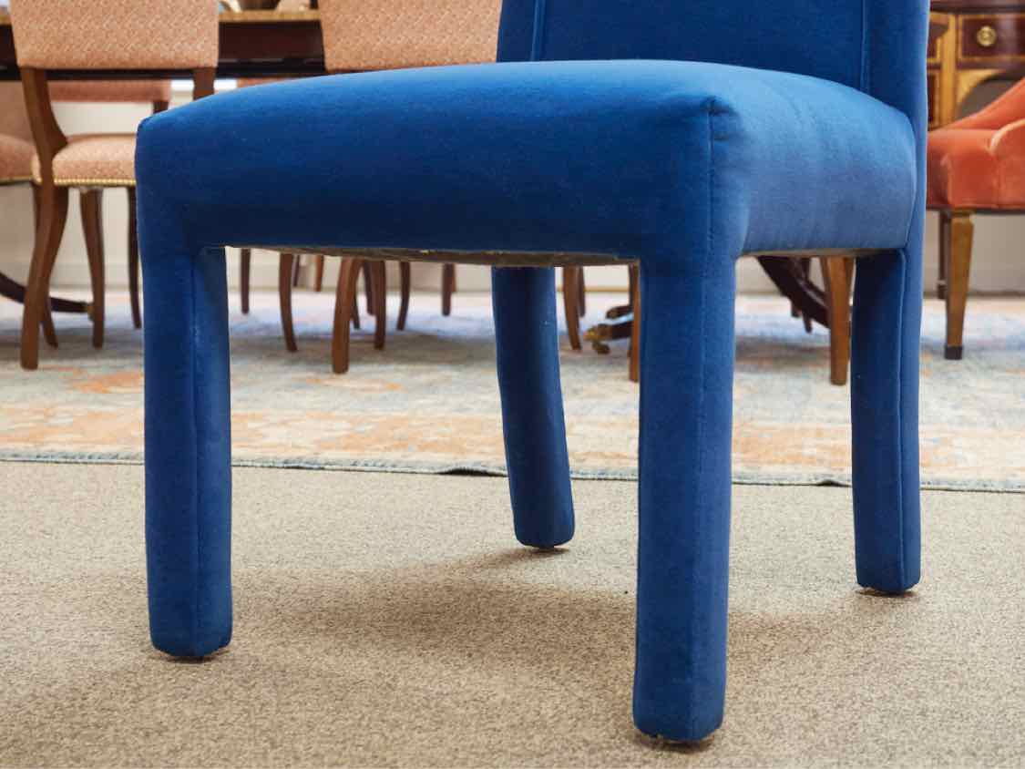 Set of 8 Selig  Blue Velour Dining Chairs