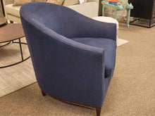 Pair of Kravet Georgian Barrel Chairs in Navy Performance Linen