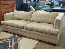 Beige Herringbone Pattern Upholstered 2 Cushion Sofa