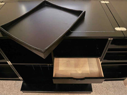 Black Steamer Bar Cabinet with Flip Top & Swing Out Doors