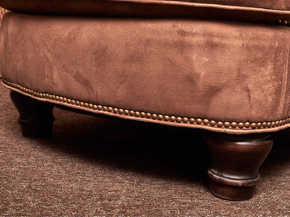 Key City  Ultra Suede Tufted Back Arm Chair & Ottoman