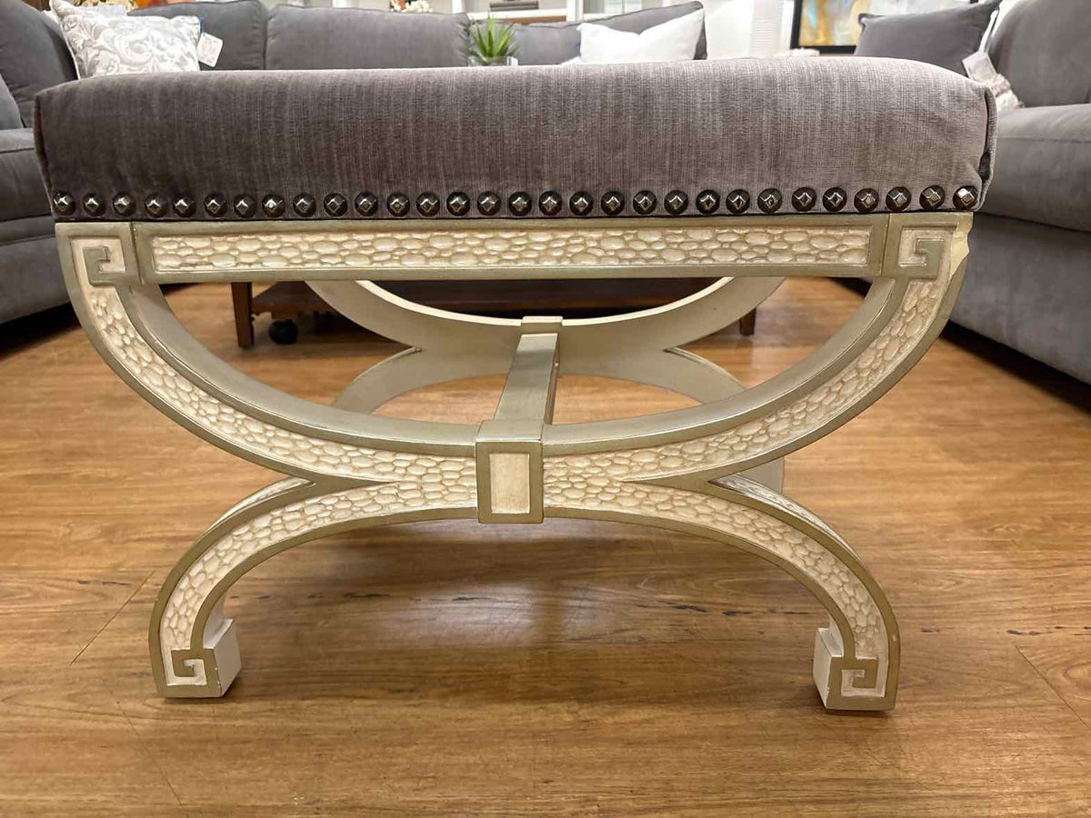 Pair of Compositions X-Frame Ottomans