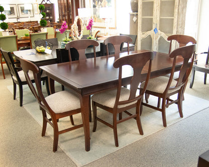 Bedard Maple Expanding Dining Table & Set of 6 Chairs in Dark Cherry Finish