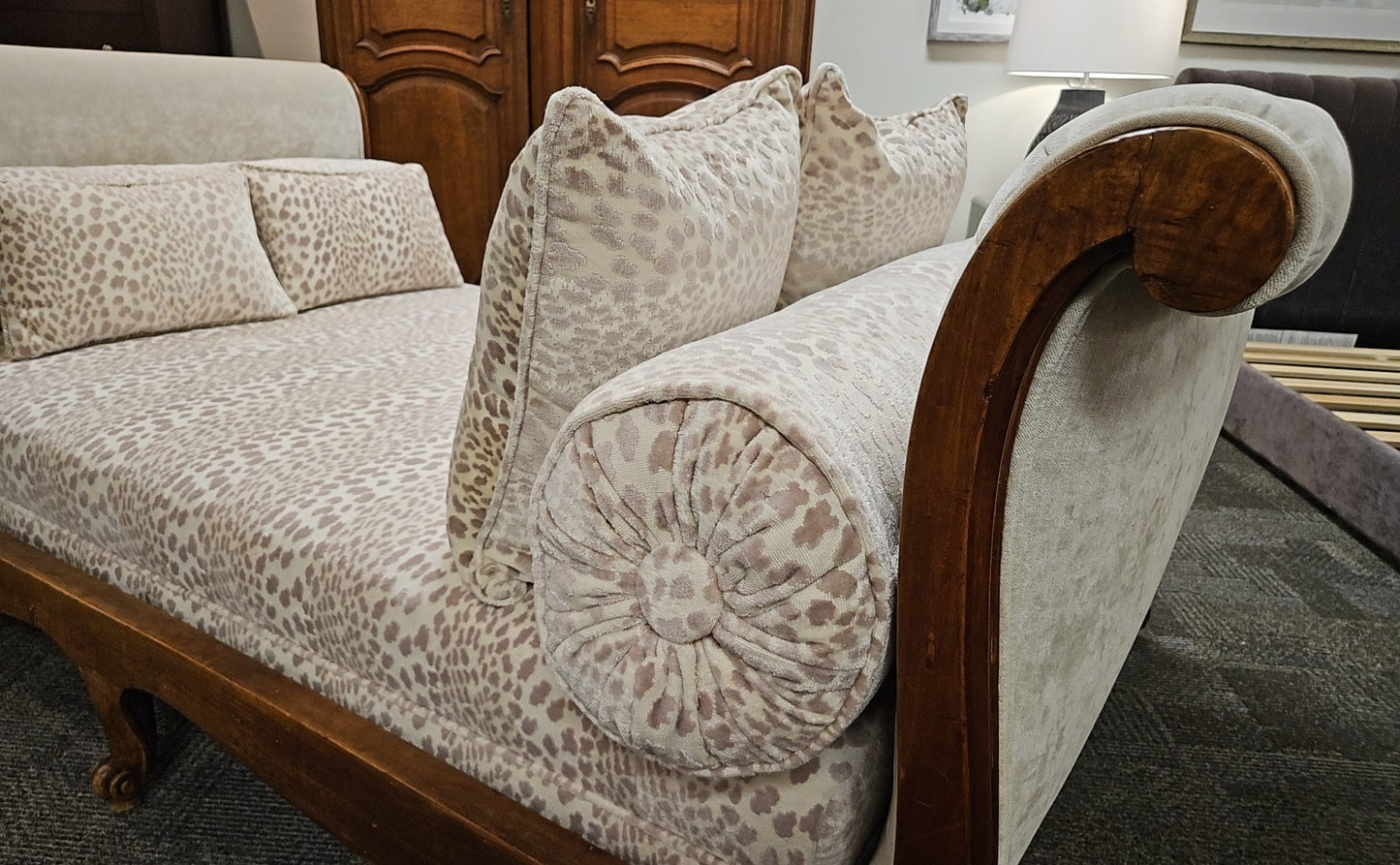 French Daybed in Cheetah Print Upholstery
