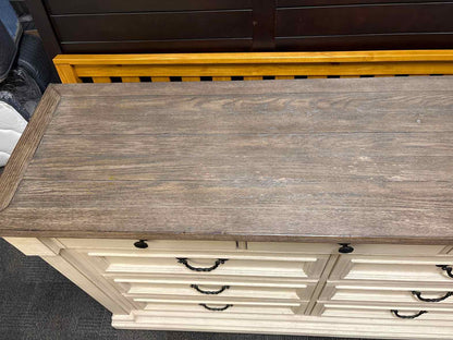 Distressed 9-Drawer Dresser in Off-White