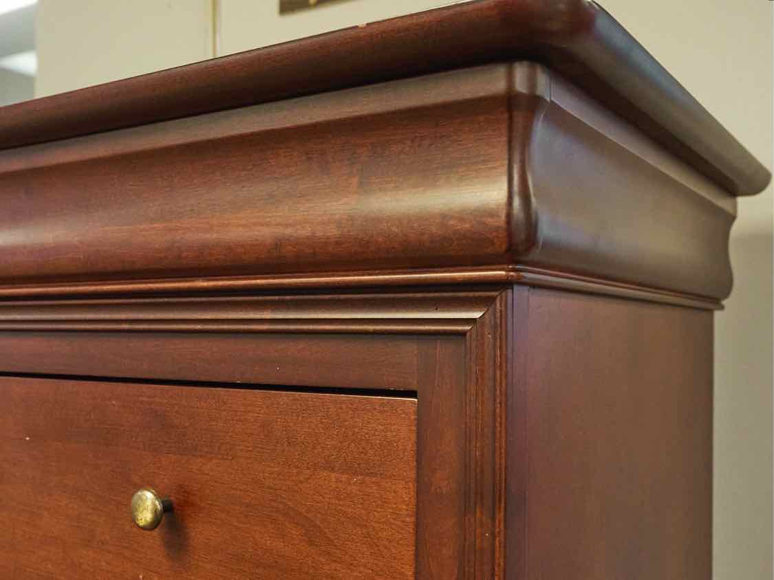 Louis Phillip Style Cherry Finish 7 Drawer Chest with Bronze Finish Knobs