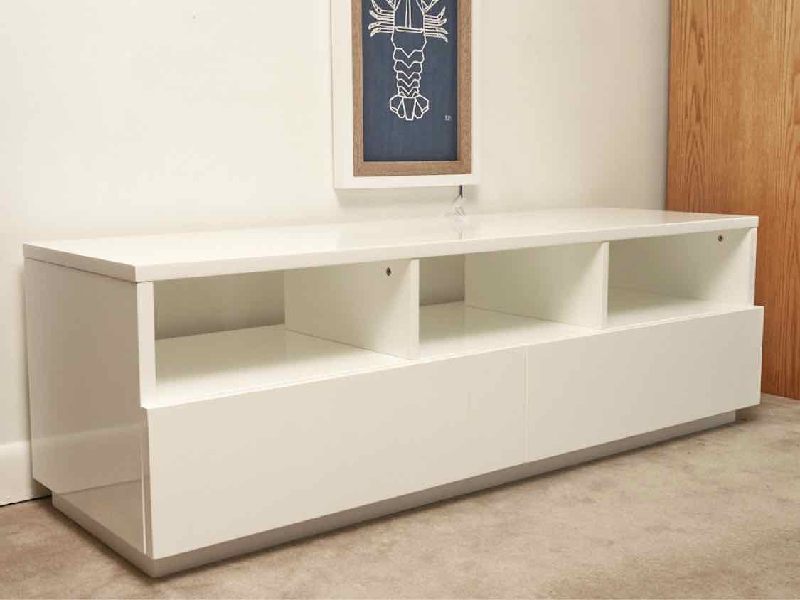 CB2 White Lacquer Media Furniture