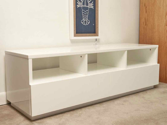 CB2 White Lacquer Media Furniture