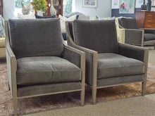 Pair of Restoration Hardware French Contemporary Luxe Track Arm Chairs