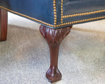Leathercraft Navy Leather Wing Chair