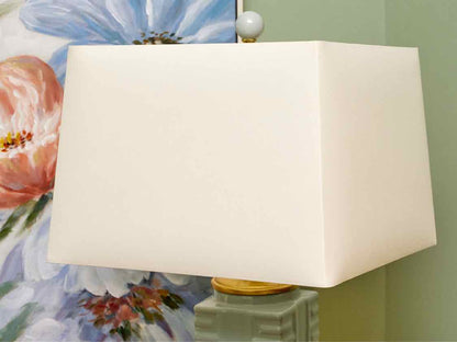 Palladian Blue Square VaseTable Lamp Off White Square Shade