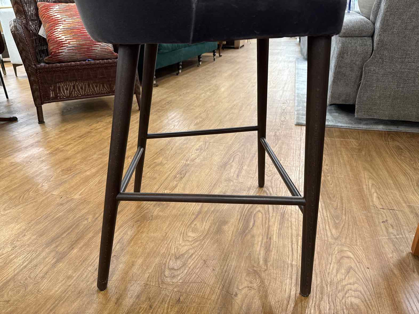 Crate & Barrel 'Camille' Anthracite Velvet Counter Stools