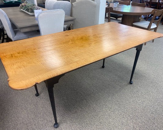Eldred Wheeler Tiger Maple Porringer Dining Table on Black Base