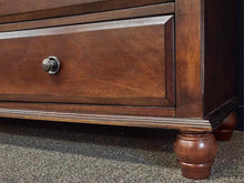 Dark Cherry 8 Drawer Dresser with Rich Brass Knobs