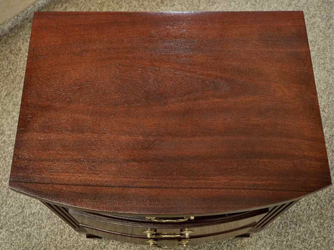 Mahogany 2 Drawer Nightstand with Brass Chippendale Pulls