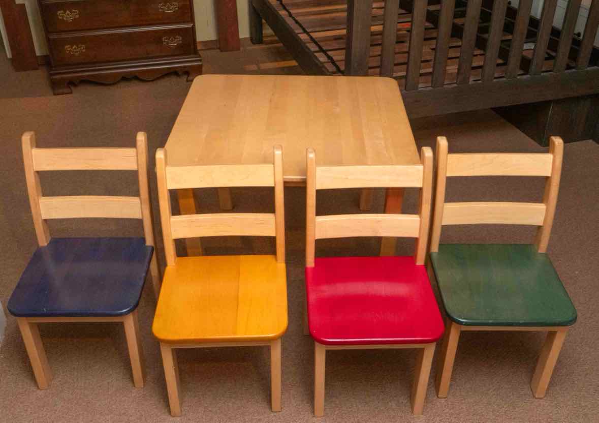 Cheska  Child's Wooden Square Table & 4  Chair Set