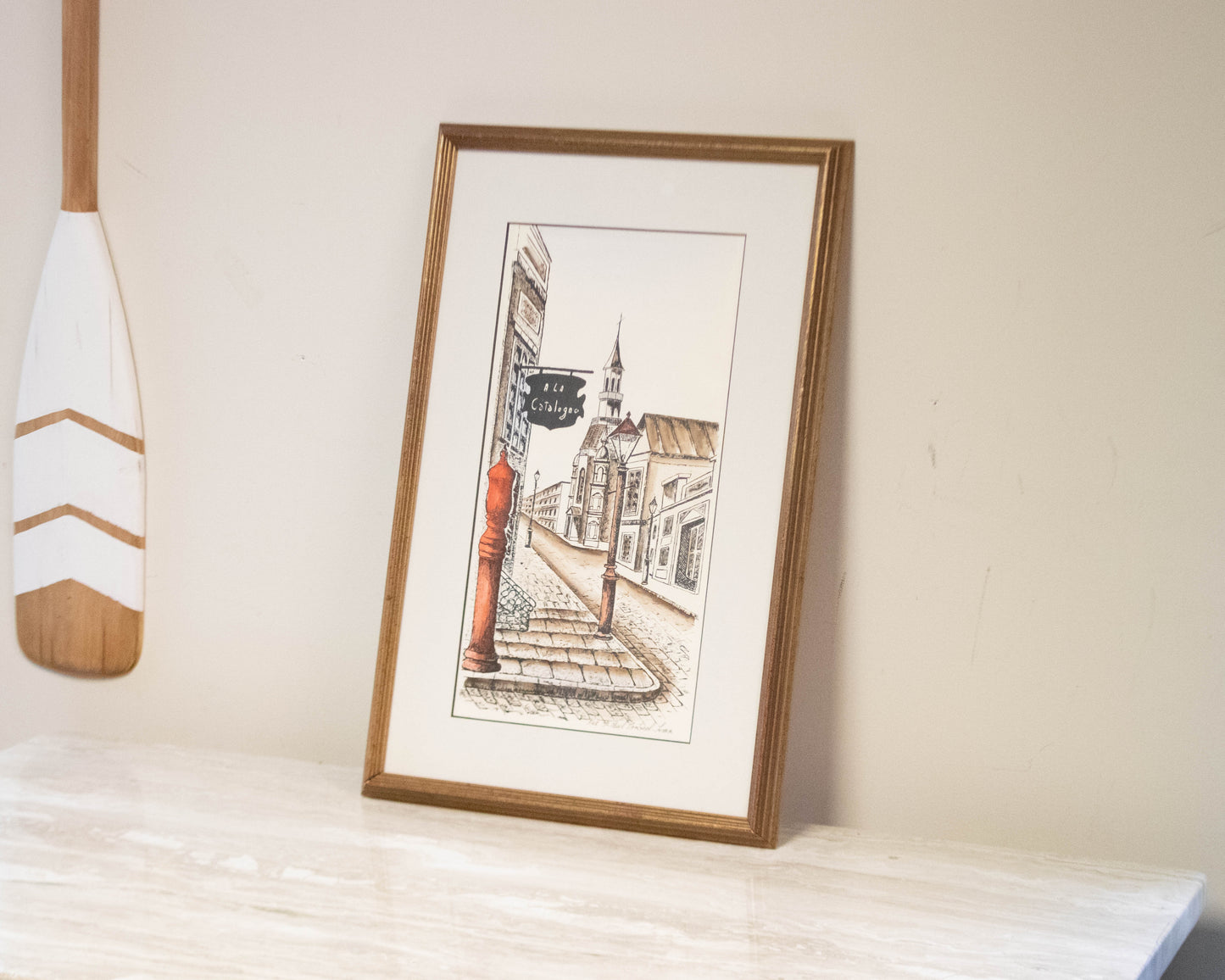 Rue St. paul Momtreal Etching  & Water Color Wall Decor