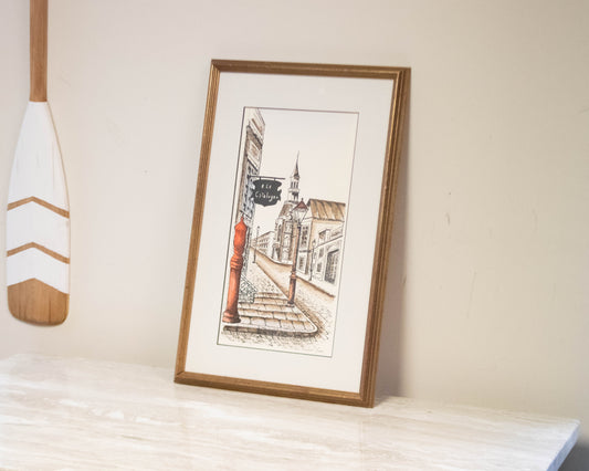 Rue St. paul Momtreal Etching  & Water Color Wall Decor