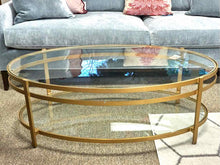 Oval Brass & Glass Cocktail Table