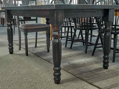 Rustic Barnboard Dining Table, Bench & Pair of Chairs in Dark Rub-Thru Finish