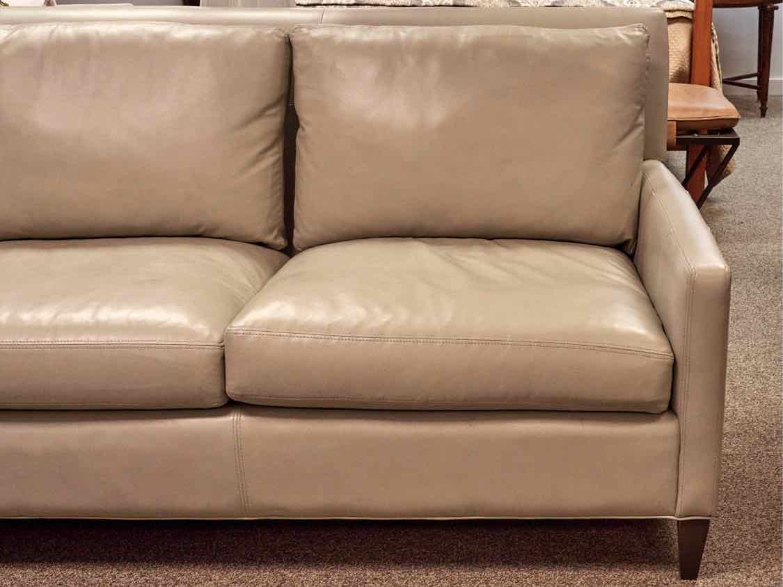 Boston Interiors Leather Sofa in Light Gray