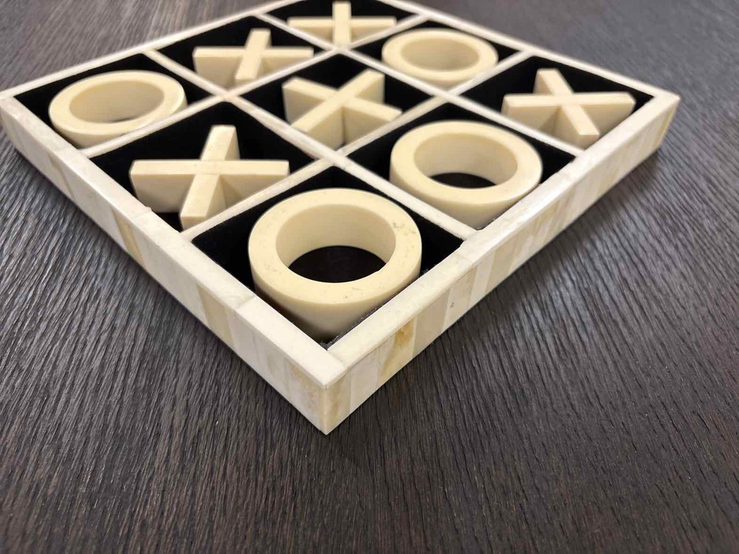 Ivory Tic-Tac-Toe in Bone Tray