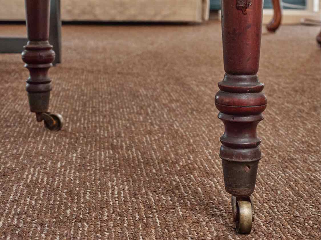 Mahogany 2 Drawer Turned Legs On Casters Drop Leaf Side Table