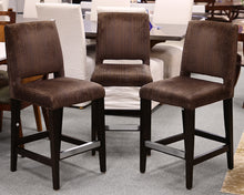 Set of 3 Counter Stools in Brown Tweed