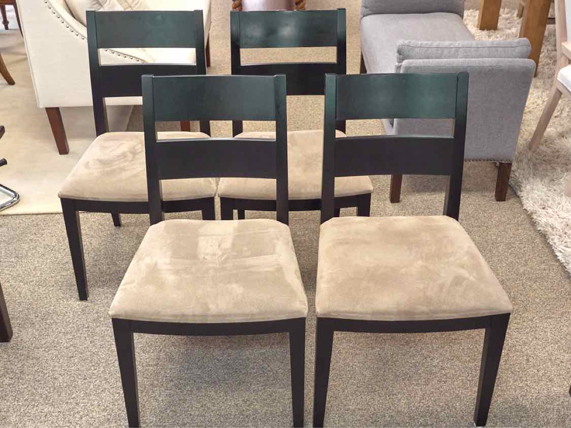 Set of Four Crate & Barrel Slat Back Dining Chairs