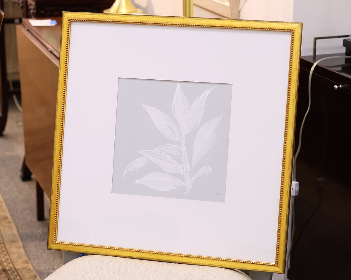 "Leaf Study I" Matted Print in Beaded Gold Frame