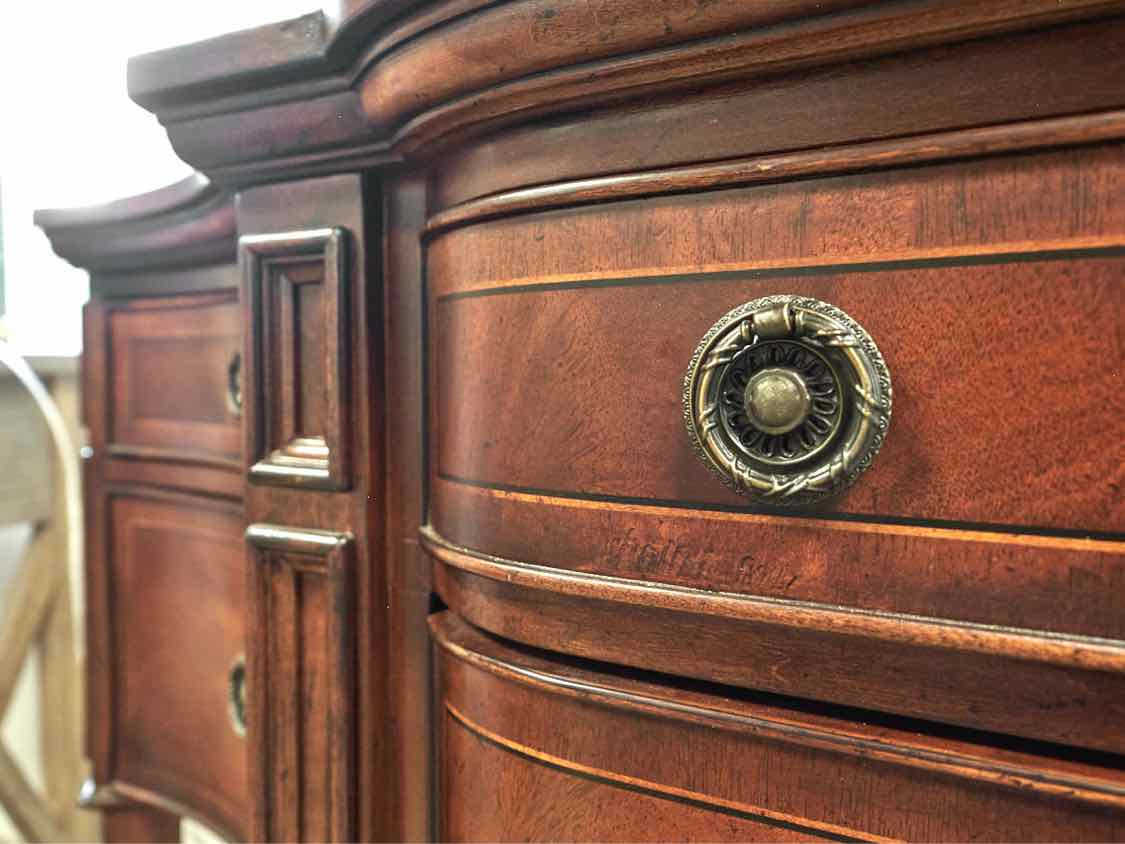 Banded Mahogany Stain Serpentine Front Server