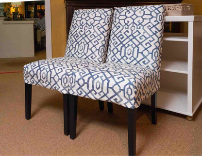 Pair Of Ethan Allen Host & Hostess Custom Slip Covered  Dining Chairs