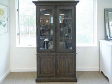 Two Piece Display Cabinet in Black Wash with Dimmer