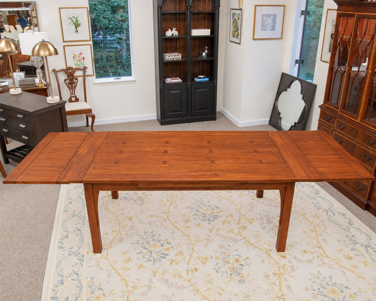 Stickley Mission Drawtop Dining Table in Cherry & Set of 6 Bayonne Dining Chairs
