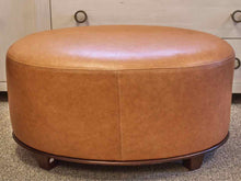 Oval Leather Ottoman