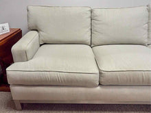 Ethan Allen Ivory with Teal Fleck Upholstery with Steel Base