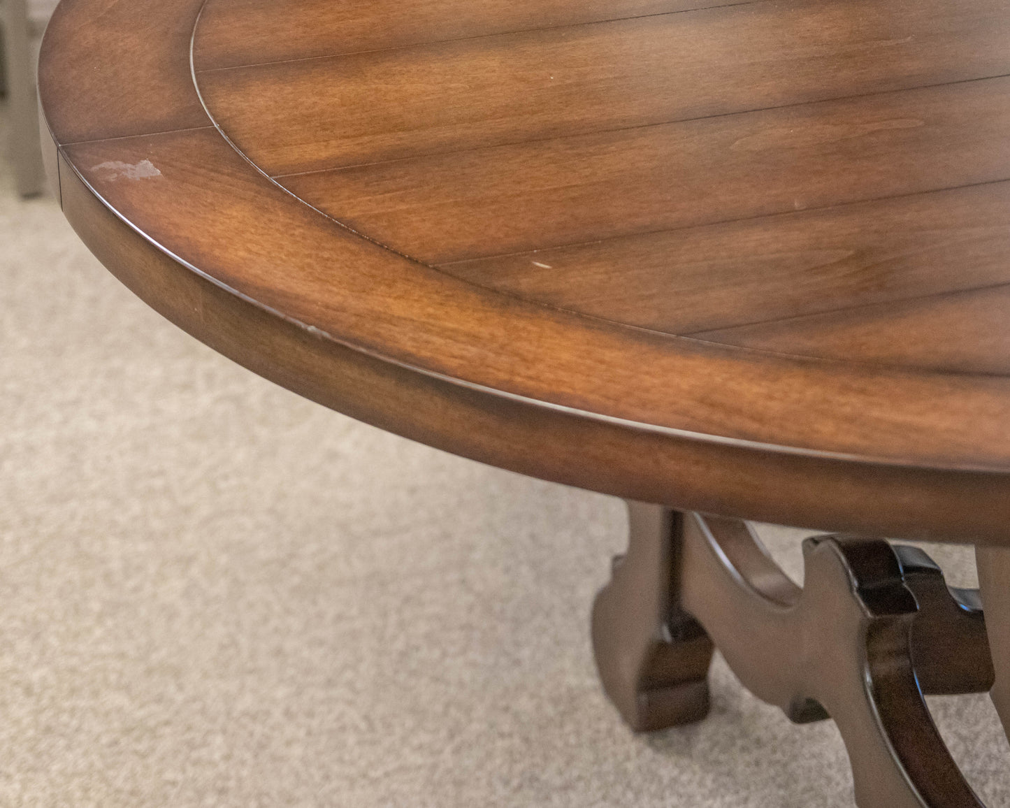 Oval Plank Top Dining Table in Chestnut Finish