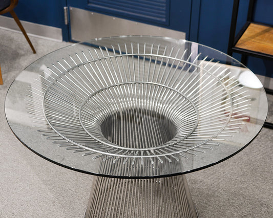 Glass Round Accent Table on Chrome Base