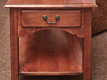 Ethan Allen Cherry Plank Top Side Table with 1 Drawer & Shelf