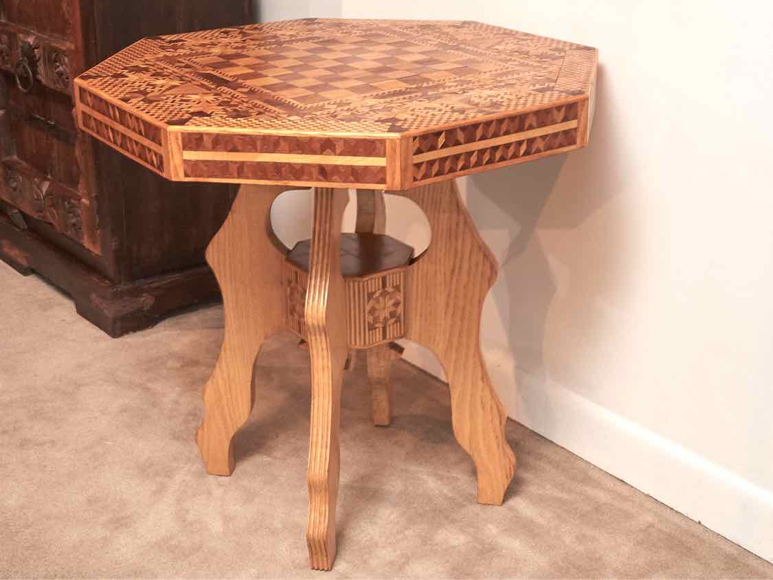 Inlaid Octagon Shape Game Accent Table