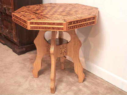 Inlaid Octagon Shape Game Accent Table